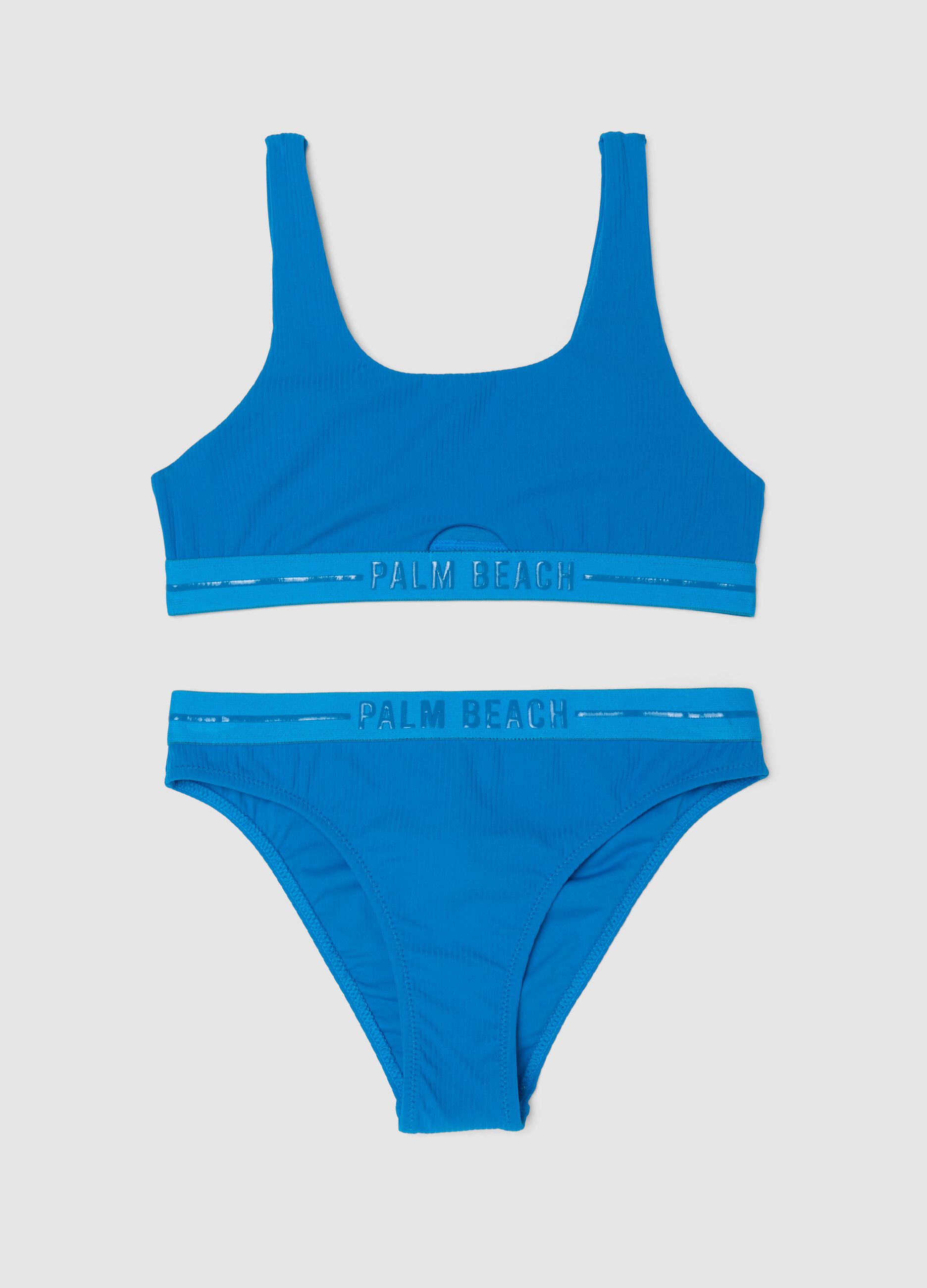 Bikini blu in tessuto elasticizzato