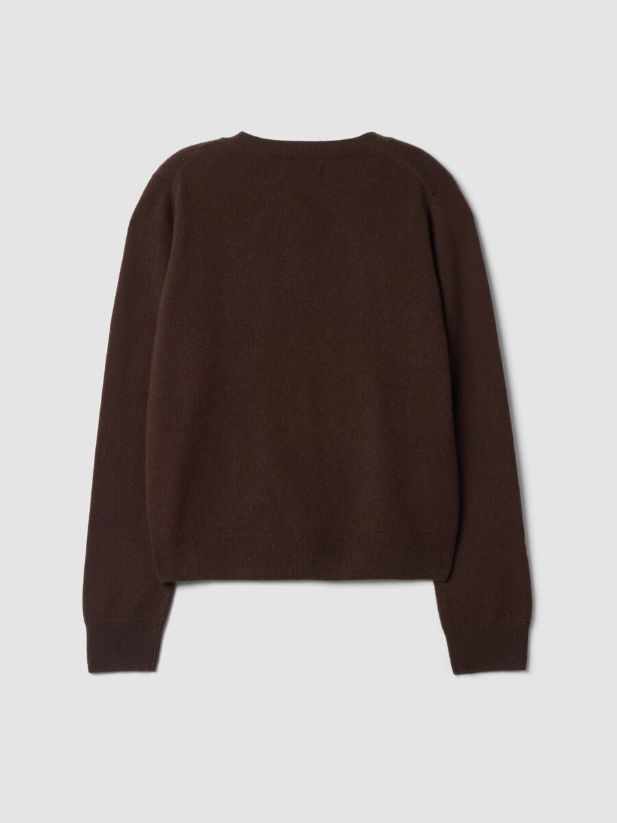Brauner Rundhals-Cardigan aus reinem Kaschmir_2
