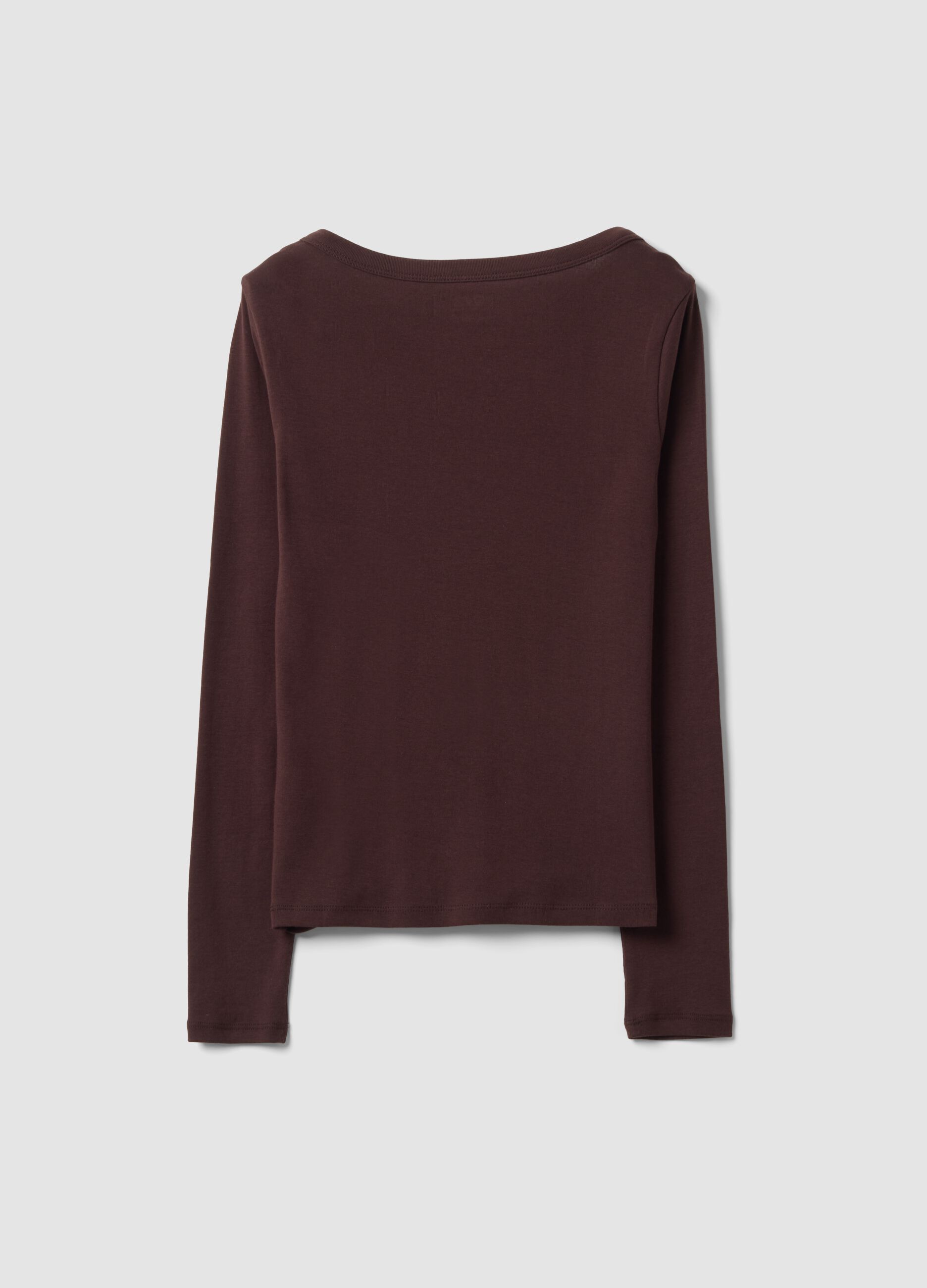 T-shirt marrone in puro cotone con girocollo regular fit