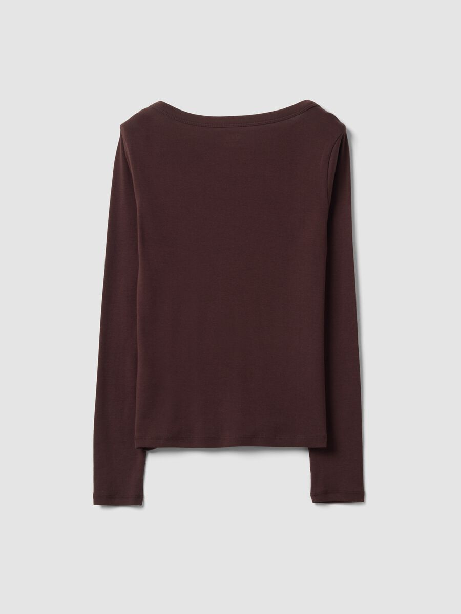 T-shirt marrone in puro cotone con girocollo regular fit_6
