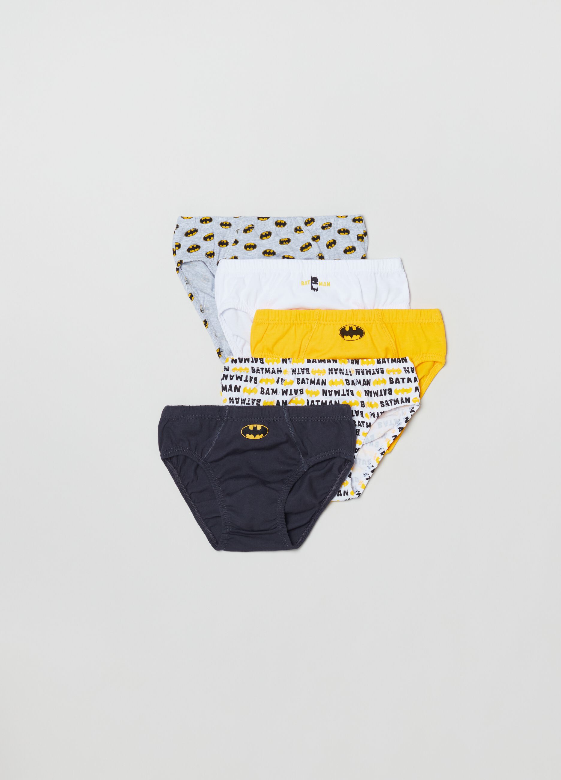OVS KIDS Boy's Yellow/grey Five-pack briefs with Batman print