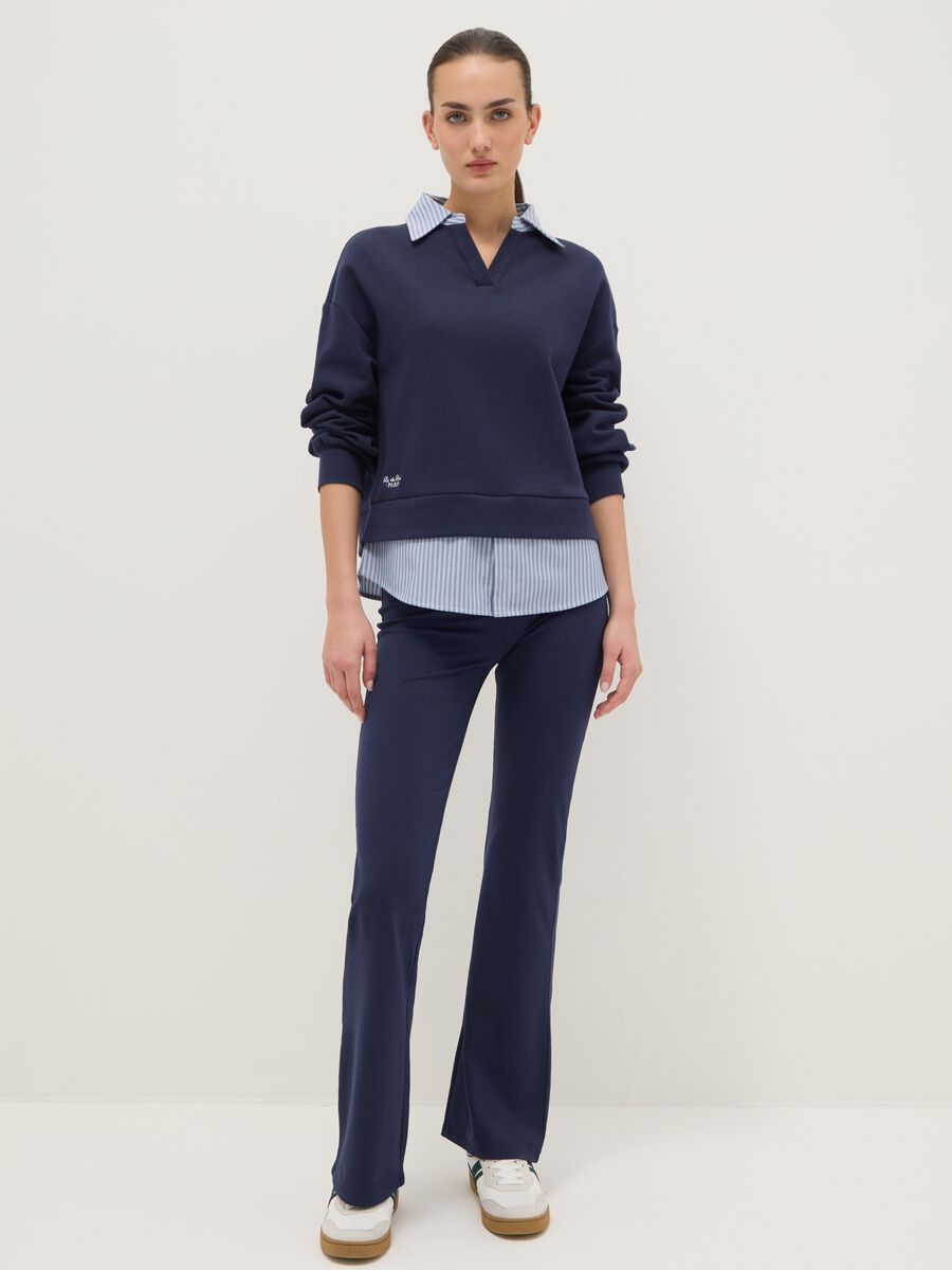 Blue cotton-blend regular fit jumper_1