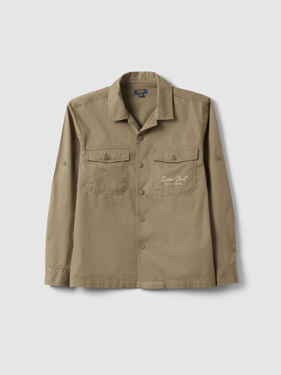 Boys' oversized fit beige pure cotton shirt_3