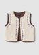 White crew-neck gilet with floral embroidery, regular fit_3