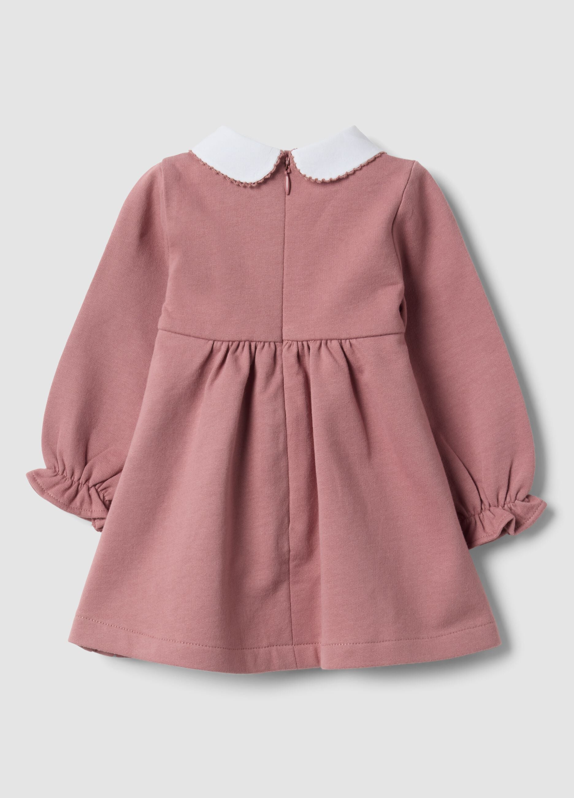 Vestido rosa em algod&atilde;o org&acirc;nico puro com bordado Aristogatos para beb&eacute; menina