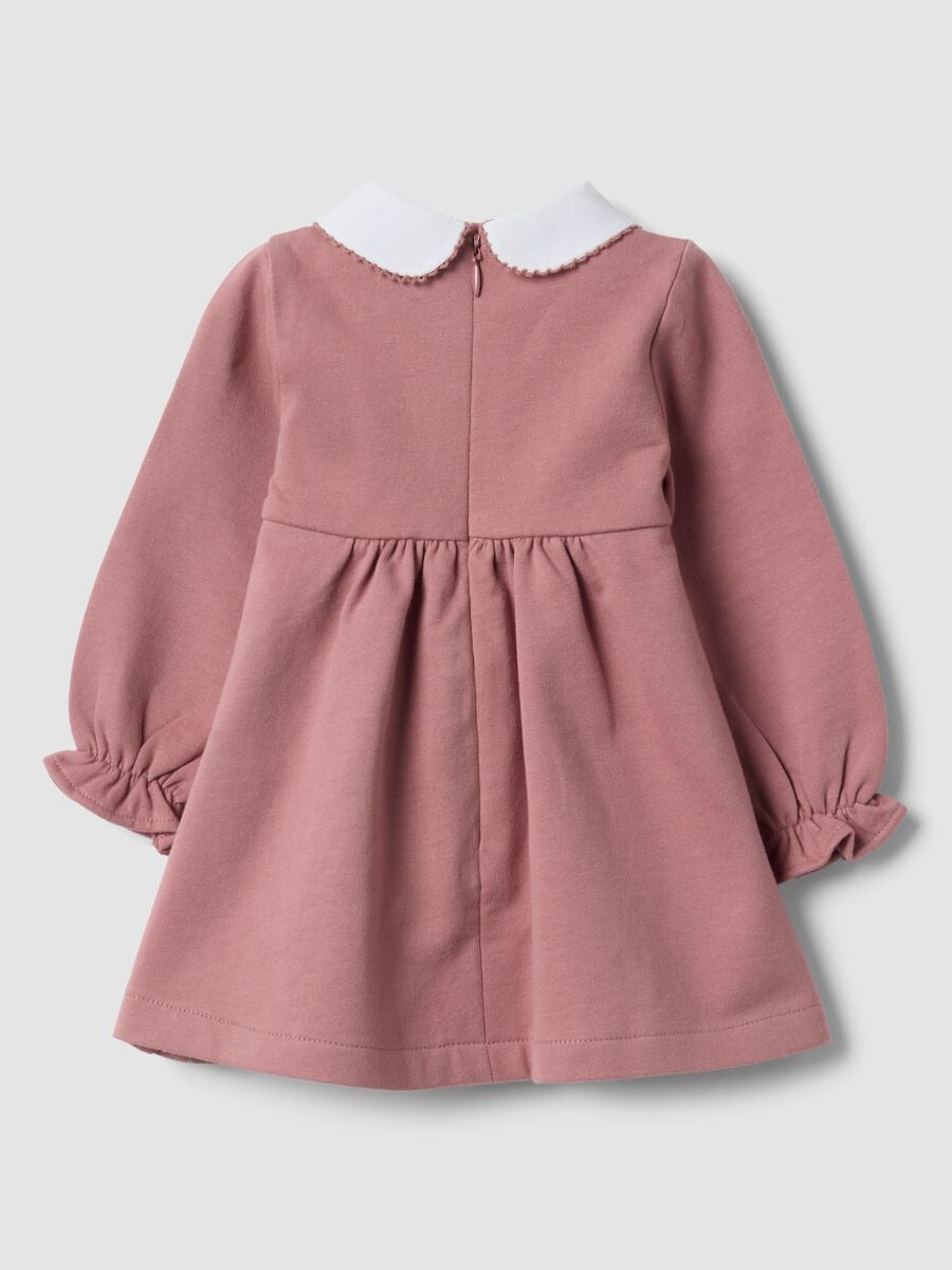Vestido rosa em algod&atilde;o org&acirc;nico puro com bordado Aristogatos para beb&eacute; menina_1