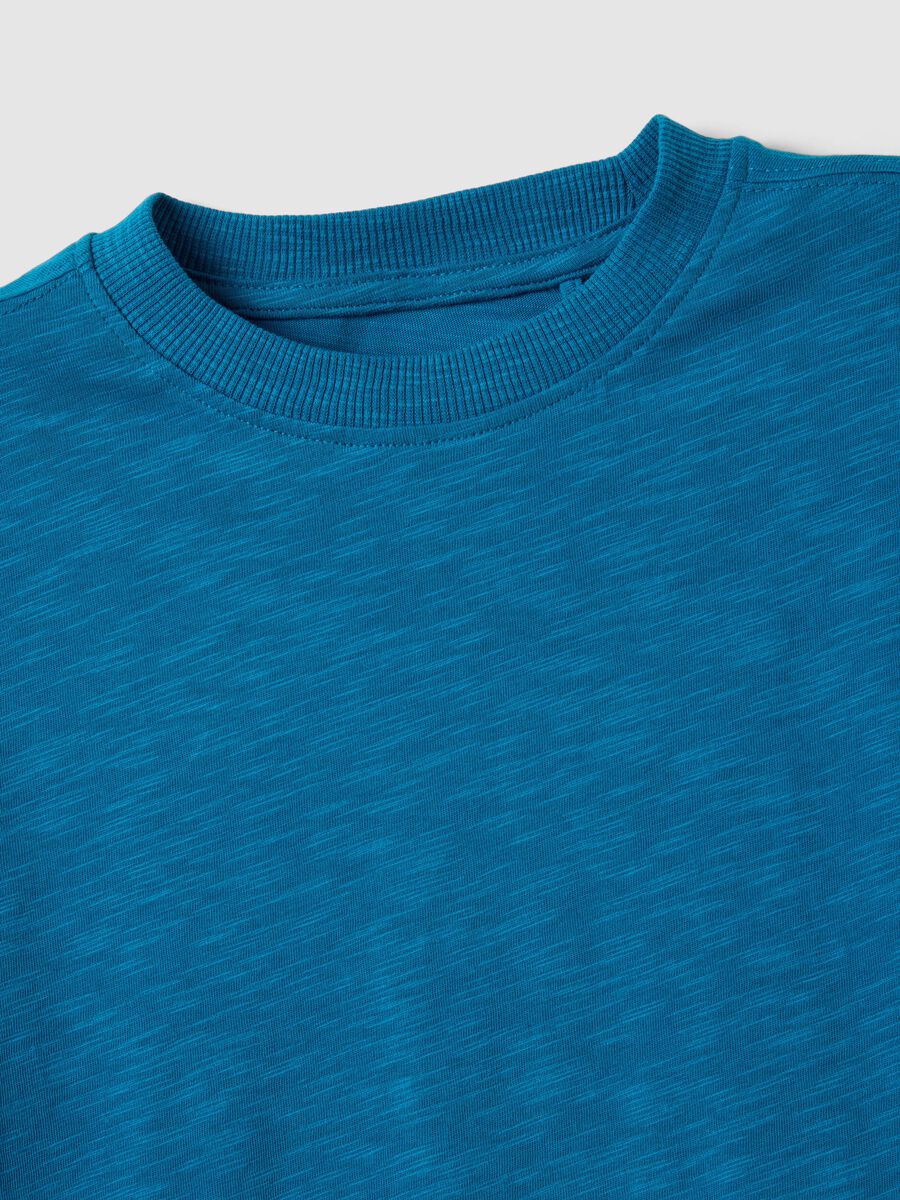 Oversized fit blue crew neck cotton t-shirt for kids_2