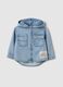 Regular fit blue denim shirt with hood for boys_0