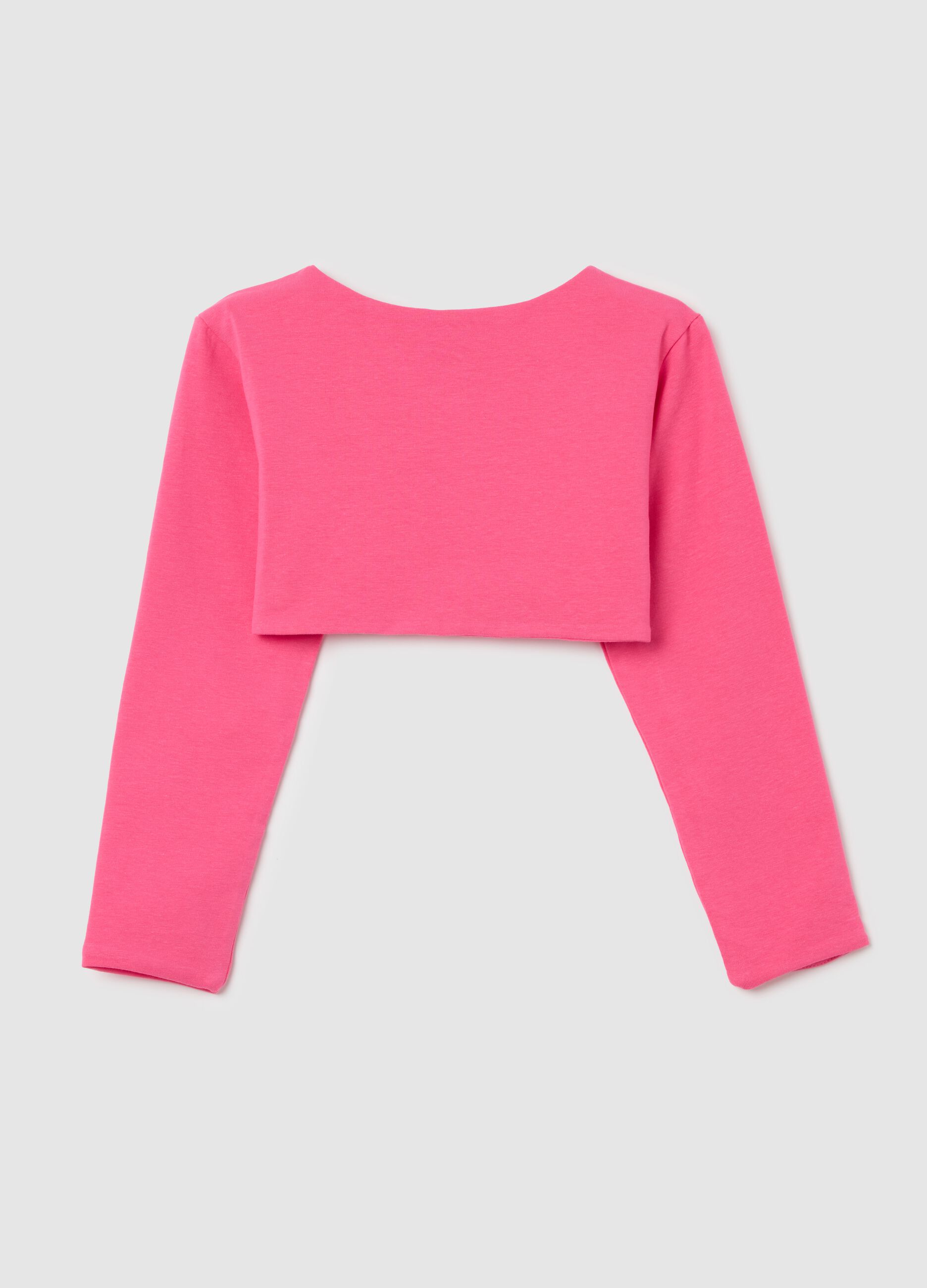 Pink long-sleeve cotton stretch T-shirt OVS Kids