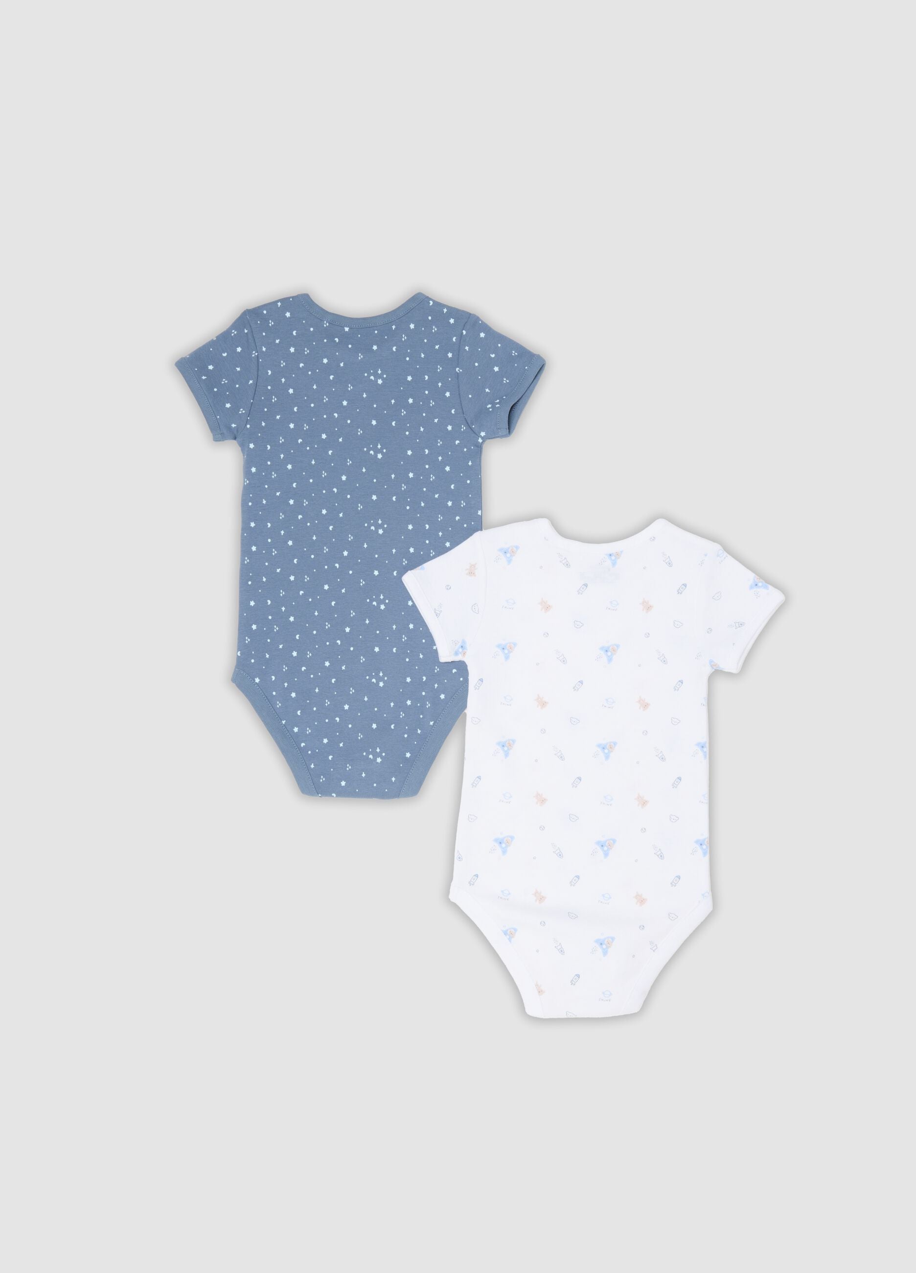 2er-Pack hellblaue Kurzarm-Bodys aus Bio-Baumwolle