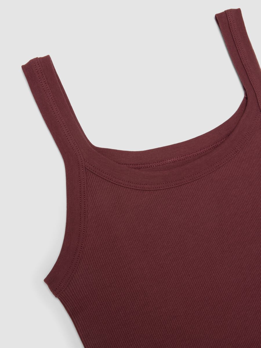 Red organic cotton crew-neck vest top_6