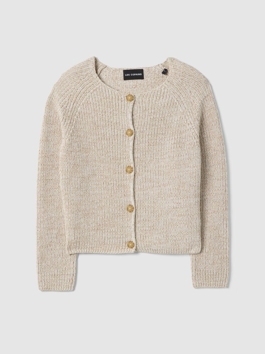Cardigan beige in puro cotone_4