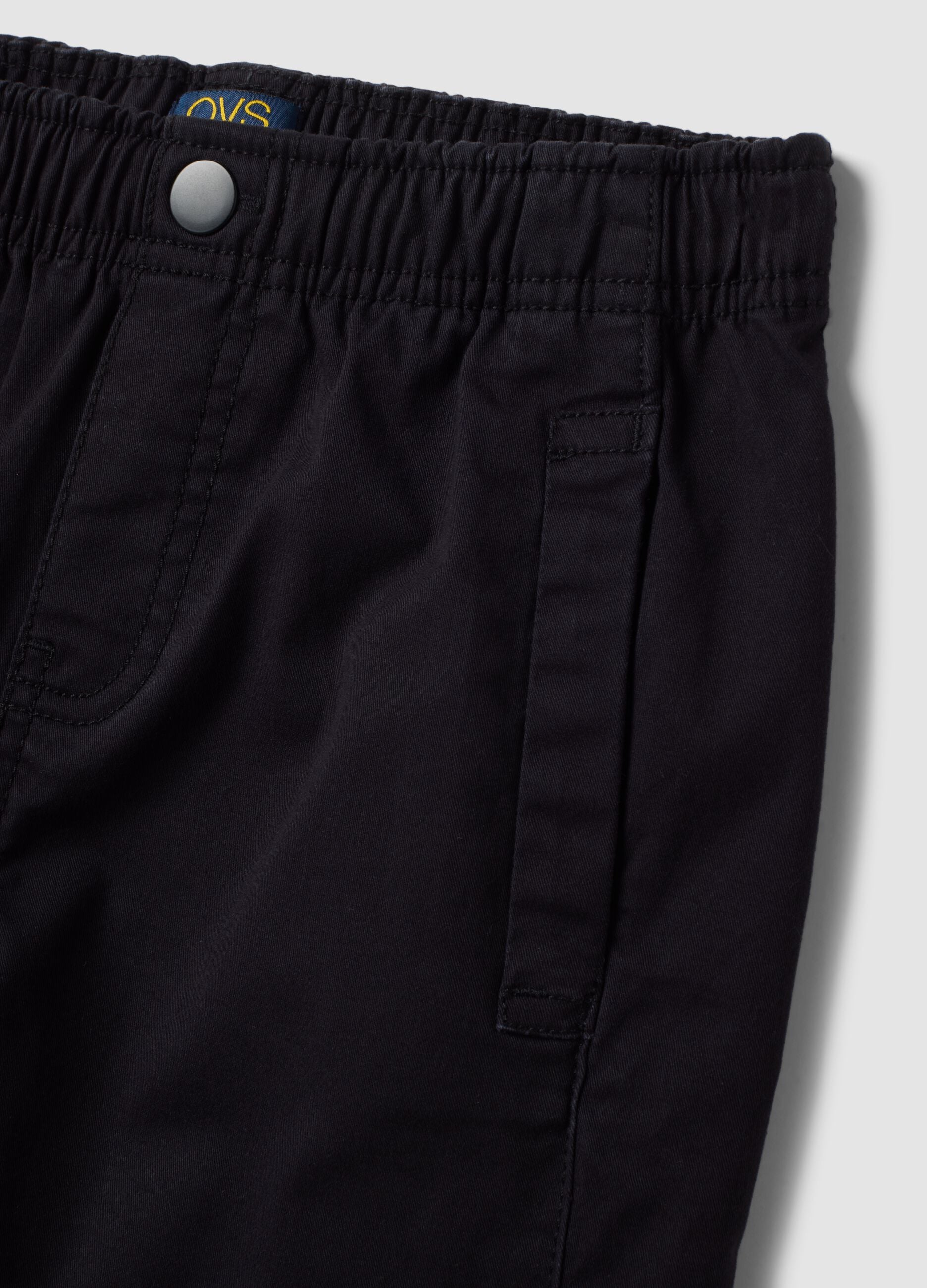 Black stretch cotton jogger trousers for boys