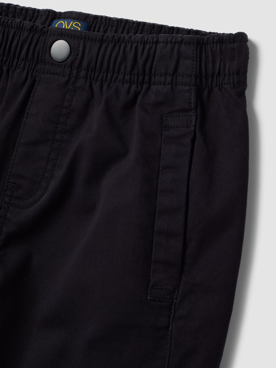 Black stretch cotton jogger trousers for boys_2