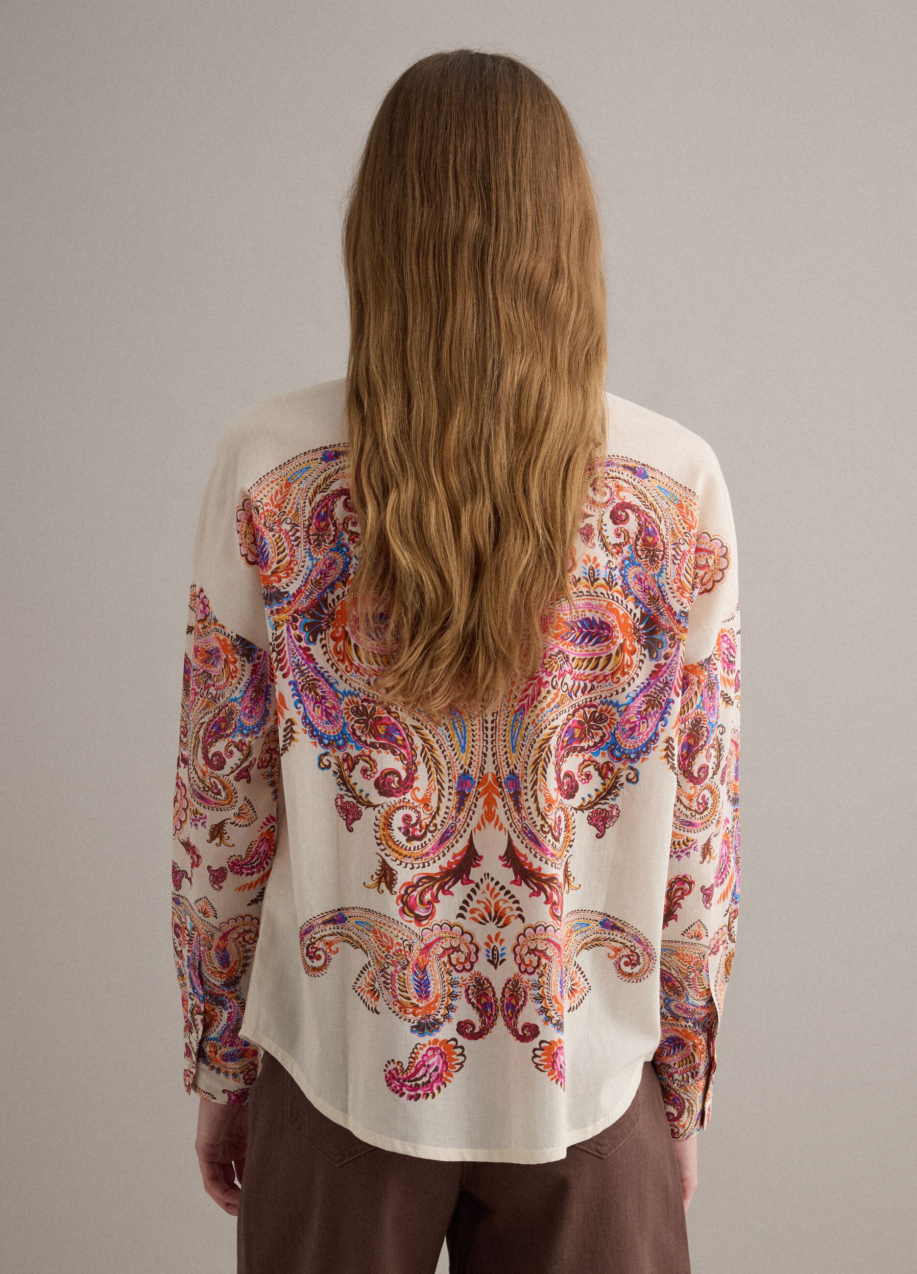 Multicolour short-sleeve pure cotton shirt