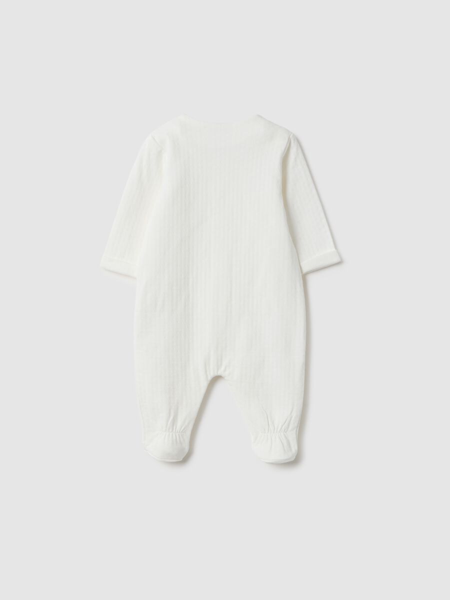 Baby white pure cotton sleepsuit with integrated feet_1