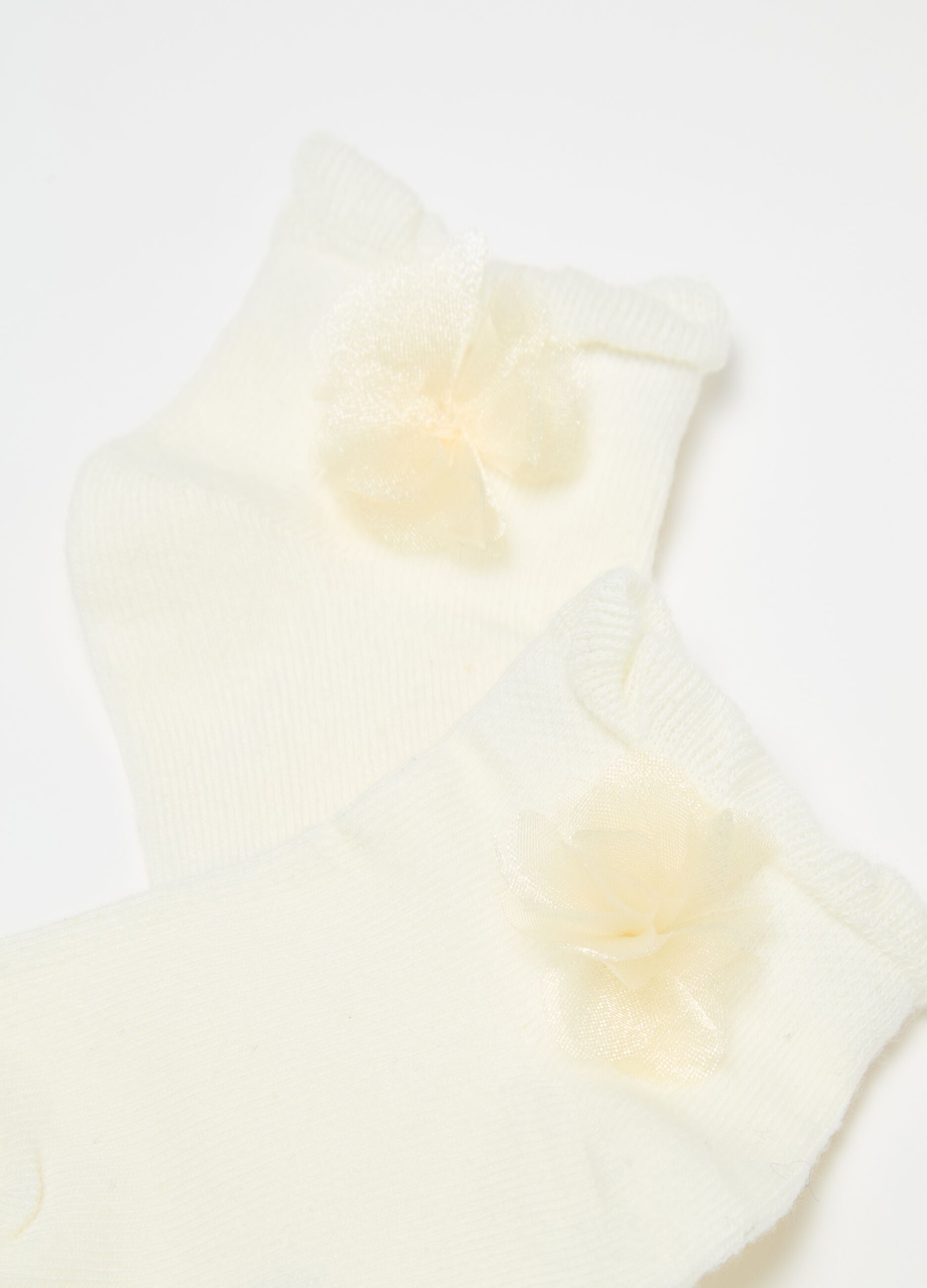 Short socks in organic cotton with flower