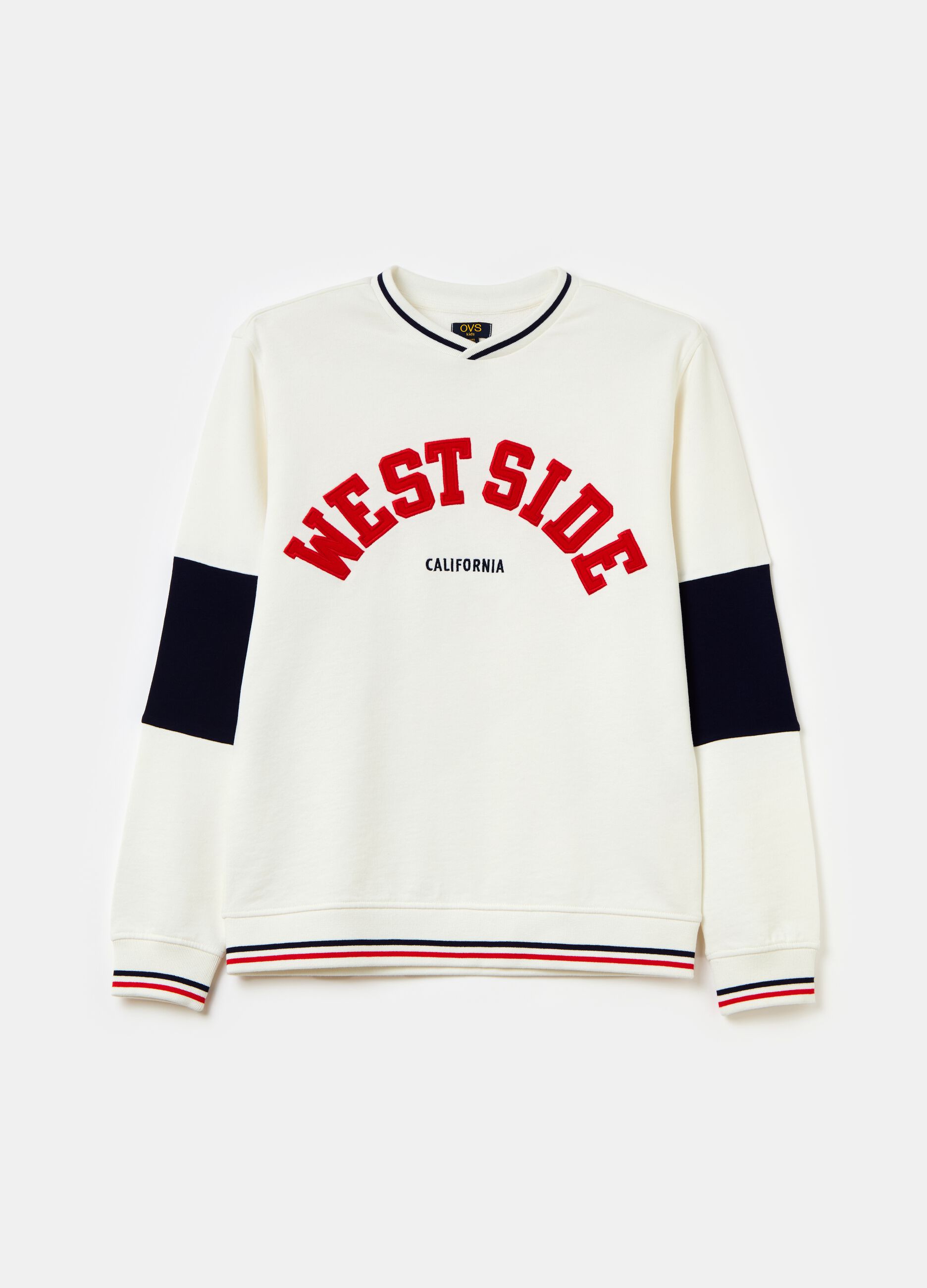 Sweatshirt with lettering embroidery and round neck