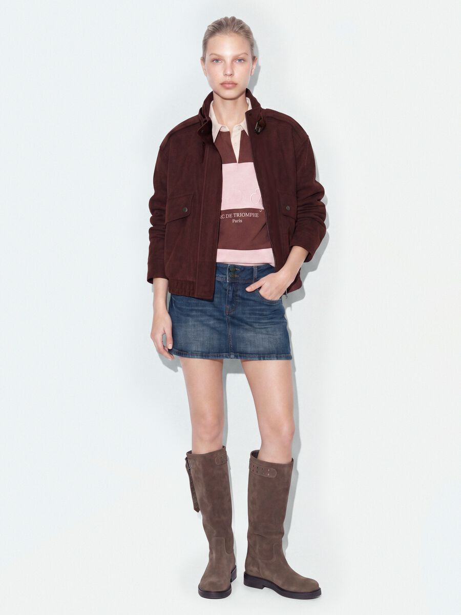 Brown stretch-fabric high-neck jacket, regular fit_2
