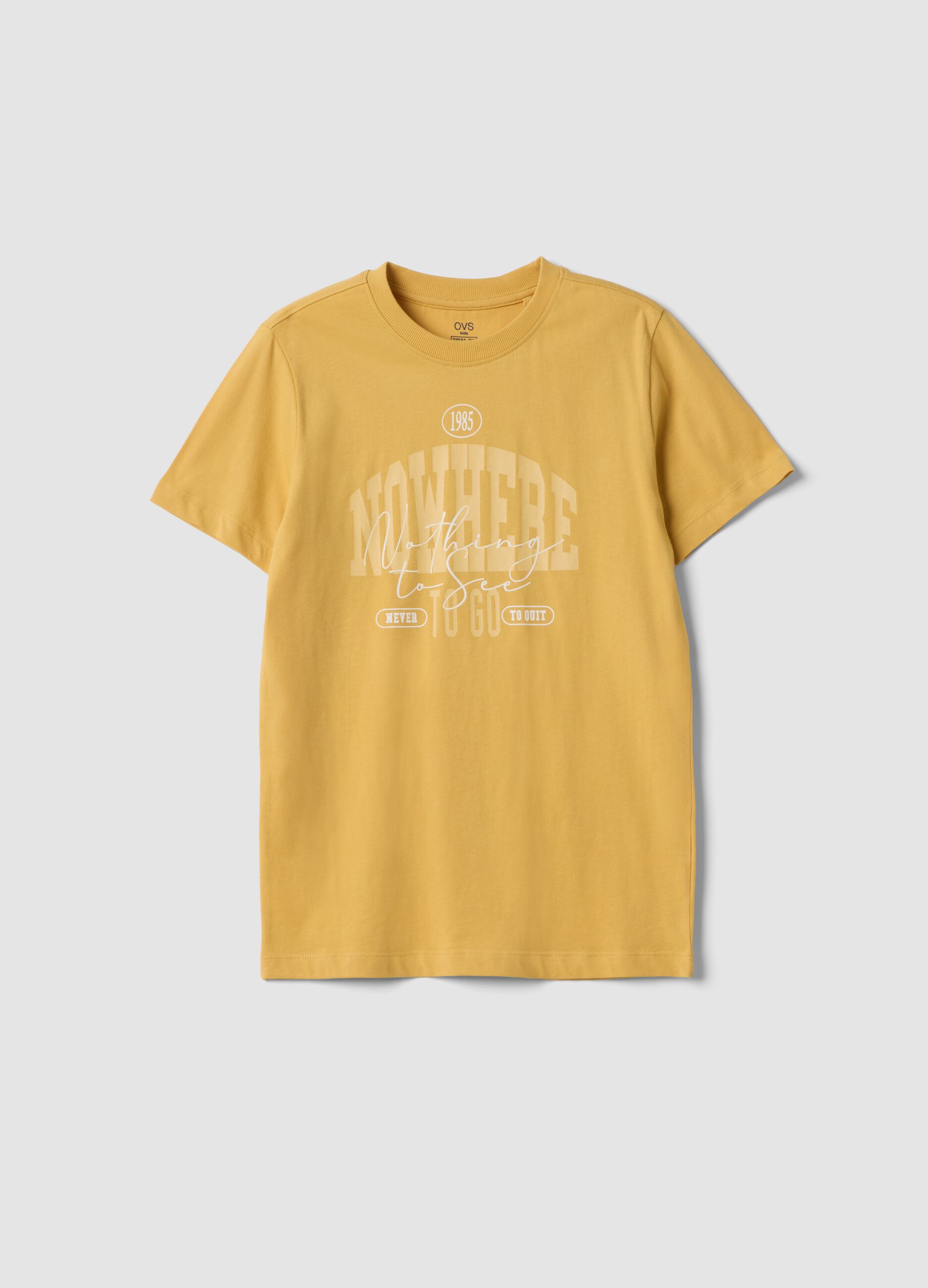 Yellow pure cotton short-sleeve T-shirt