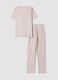 Pink pure viscose pyjama with lace V-neck, regular fit_6