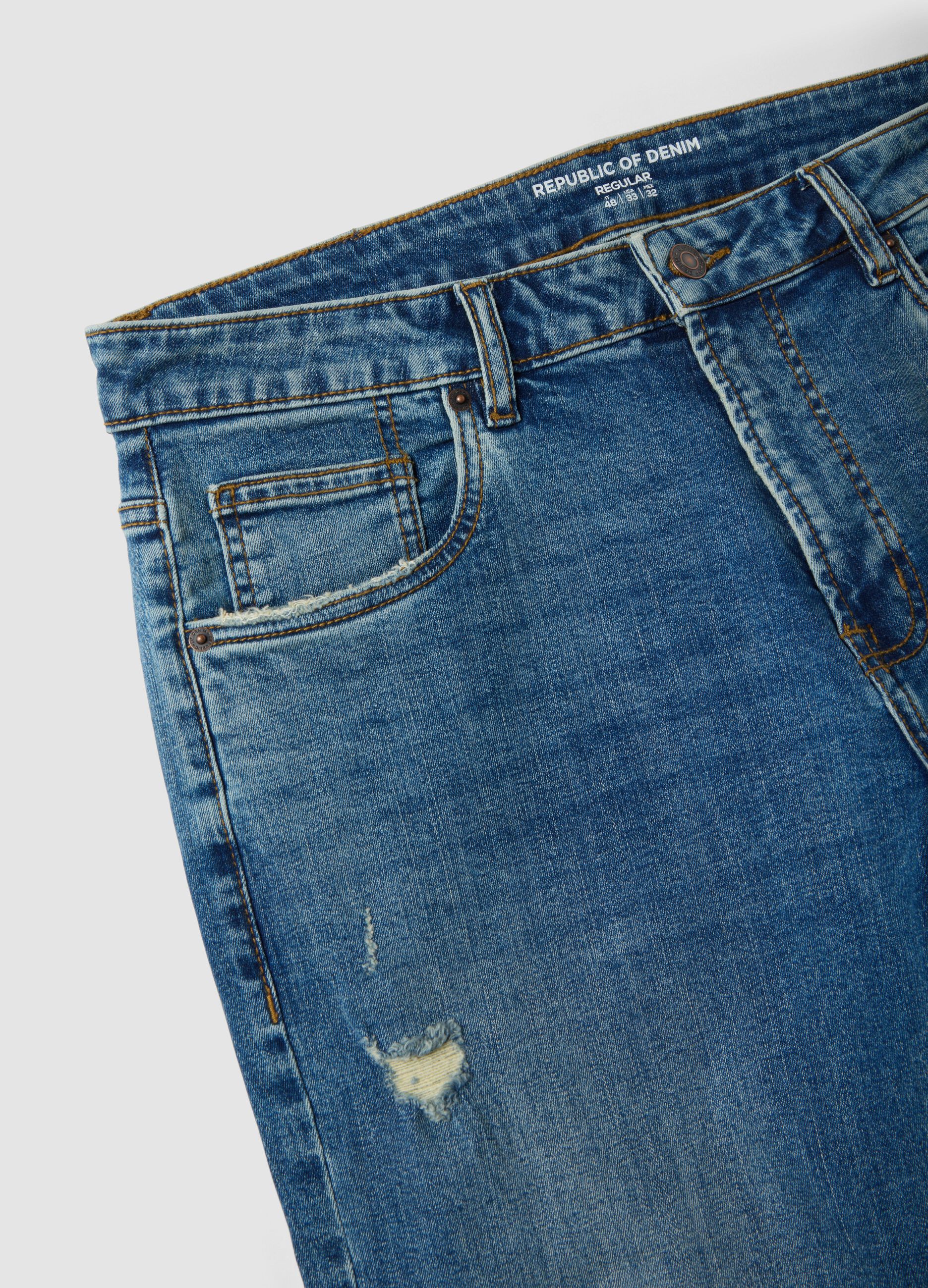 Blaue Denim-Jeans aus Stretch-Baumwolle, Regular Fit