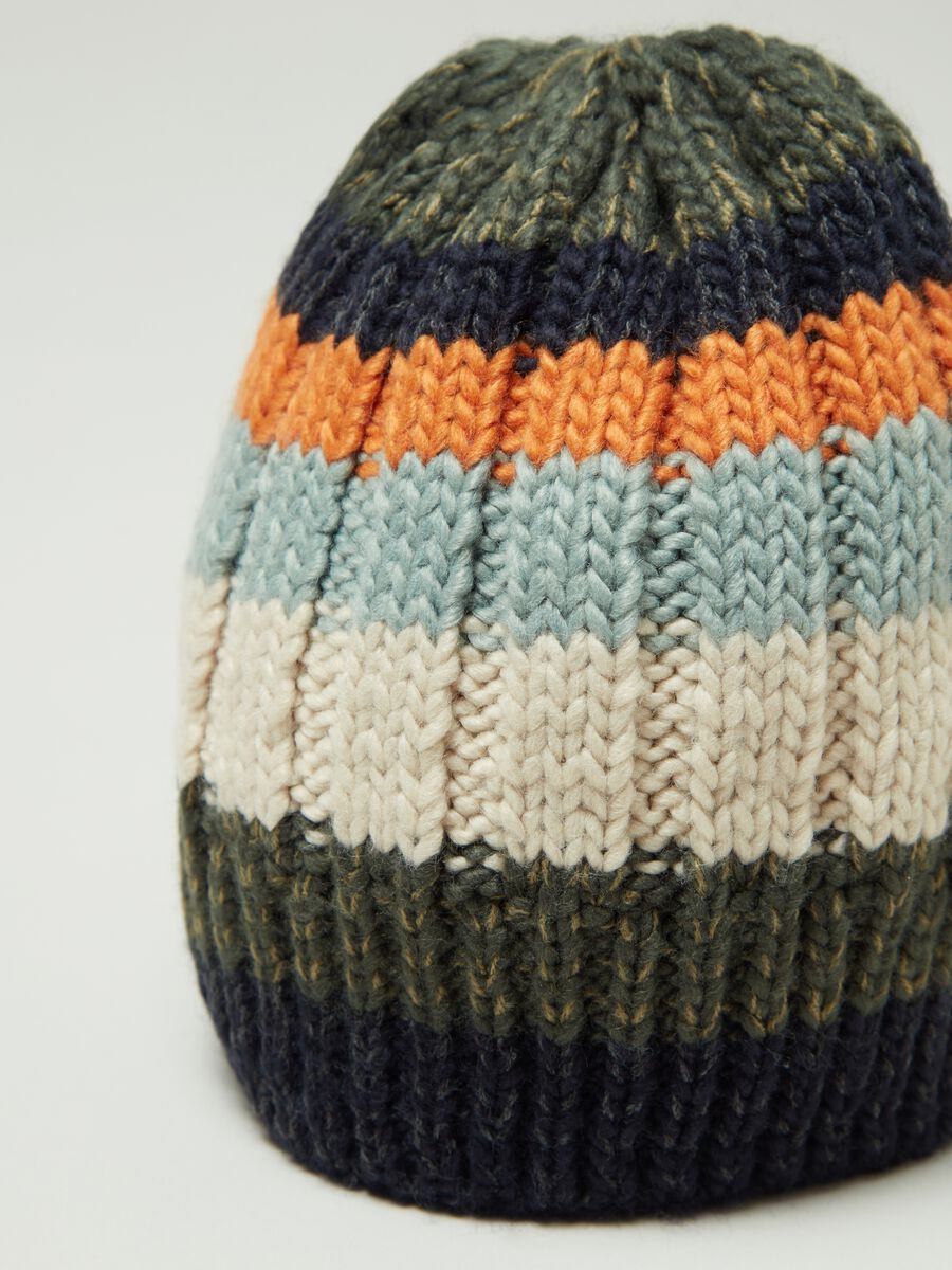 Multicoloured striped ribbed hat_2