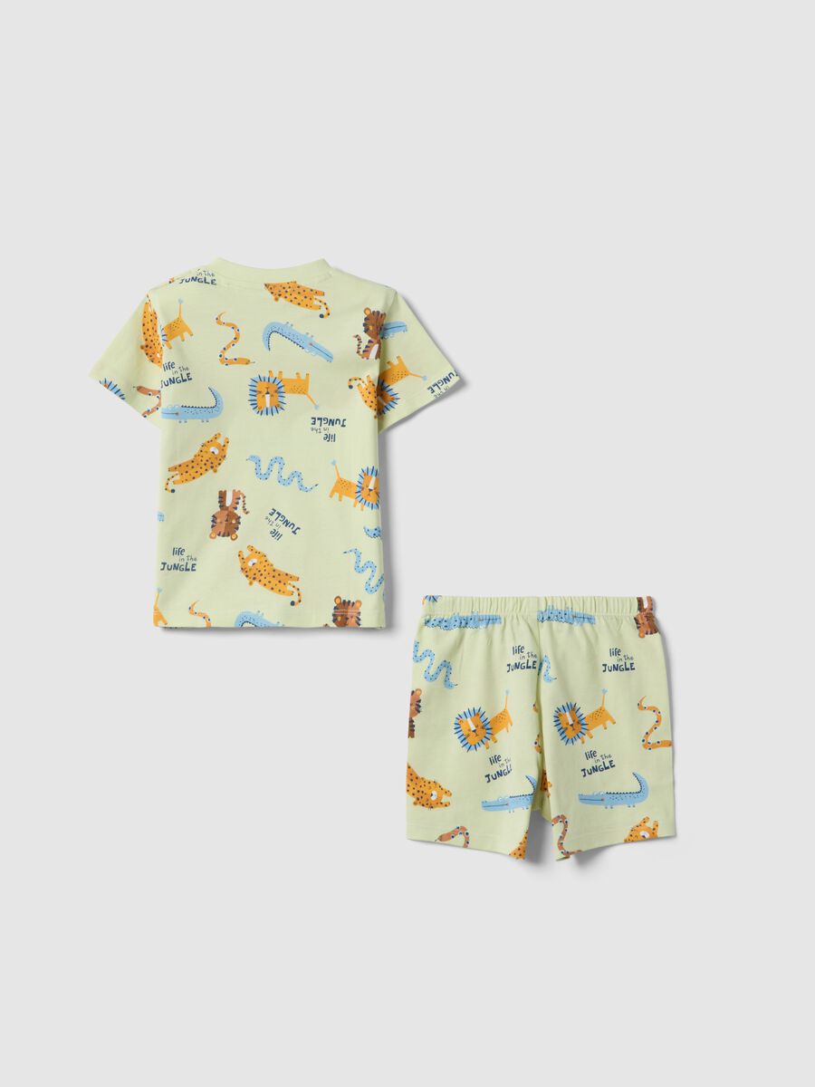 Regular fit green newborn pyjamas in pure cotton with animals_1