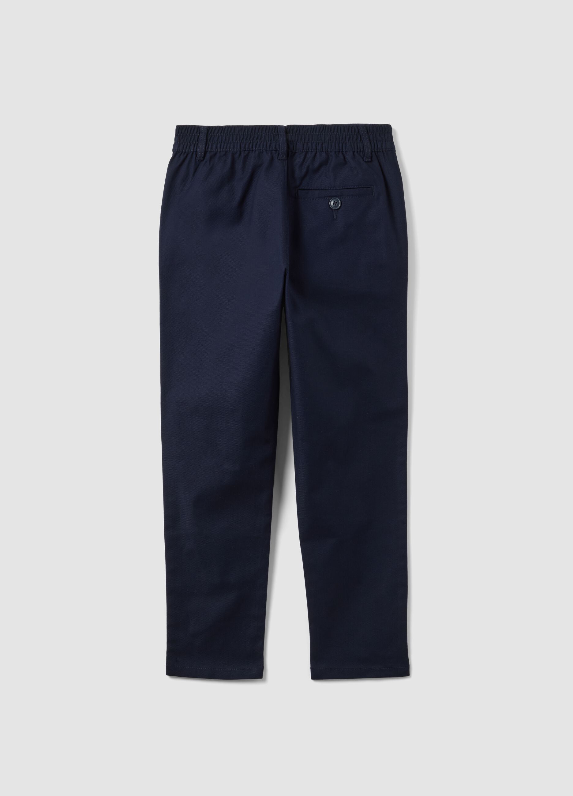 Boys' Stretch Cotton Blue Chino Trousers Regular Fit