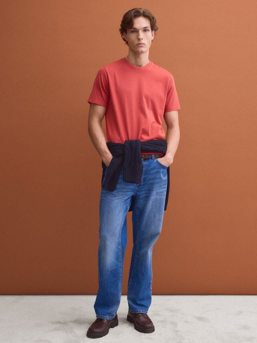 Red Supima cotton crew-neck T-shirt, regular fit_1