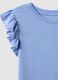 Sky blue slim fit pure cotton T-shirt with ruffles_5