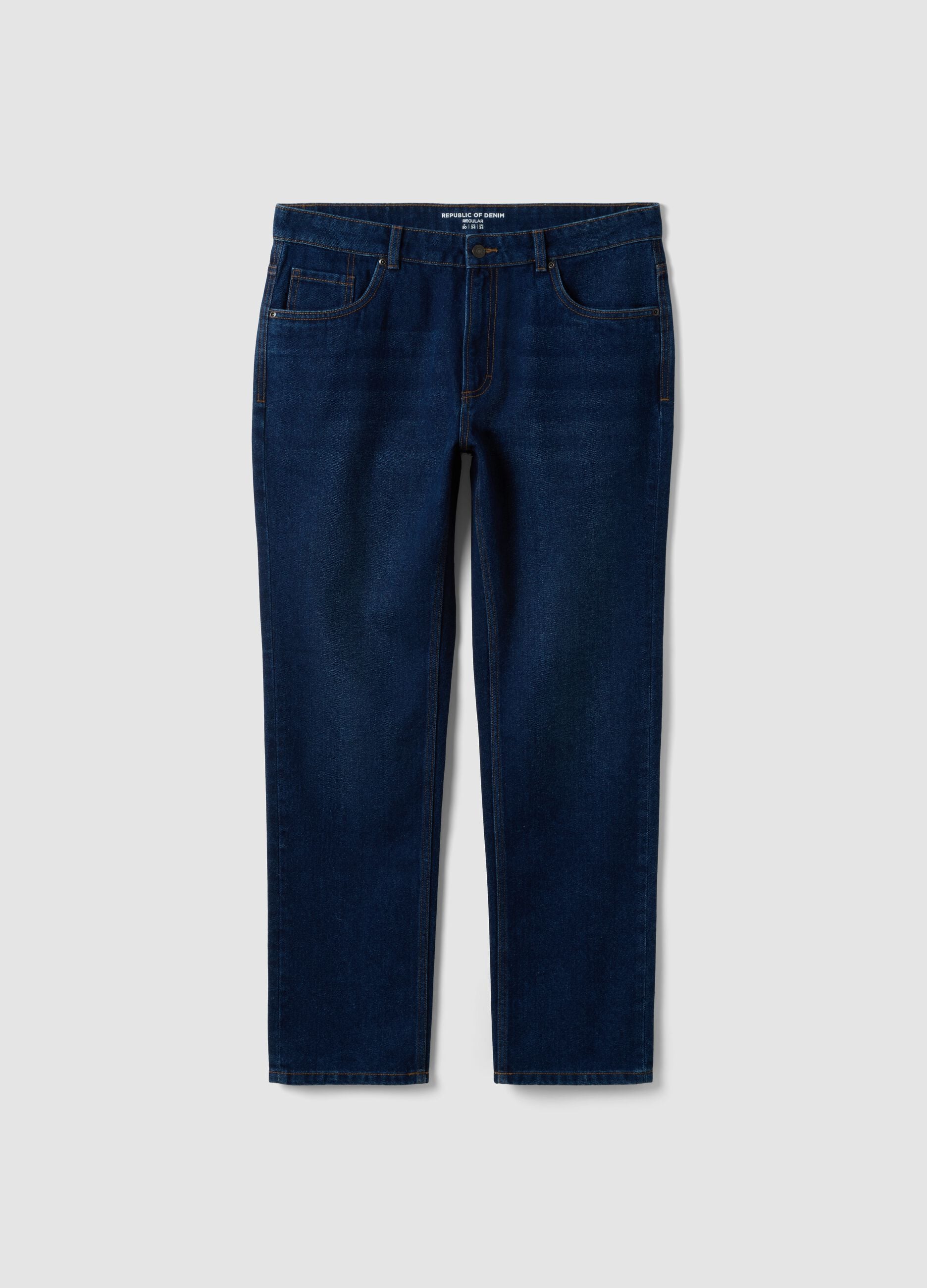 Blue denim jeans in cotton-viscose blend, regular fit