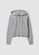 Felpa full zip grigia in misto cotone con cappuccio fitted_0