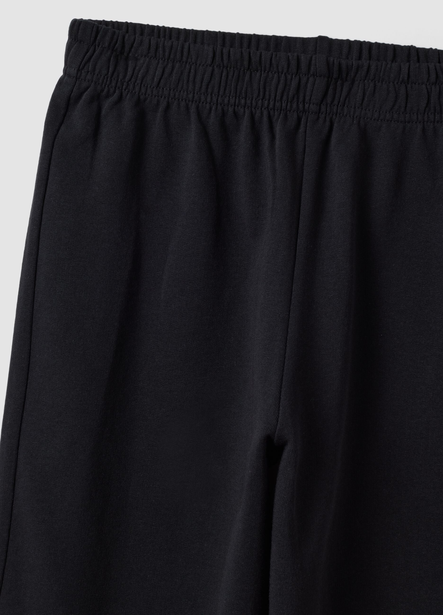 Pantalon jogger noir en m&eacute;lange coton bio et viscose pour fille