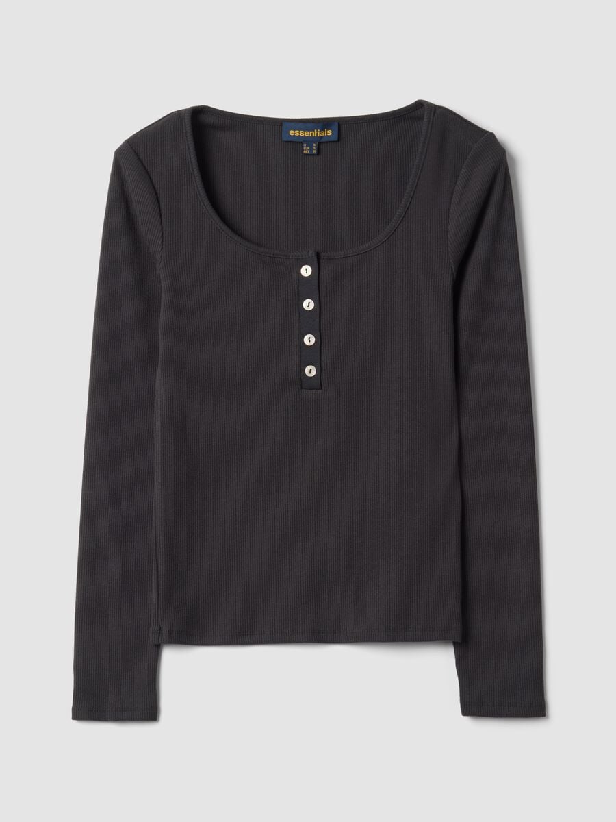 Schwarzes T-Shirt aus elastischer Viskose mit Rundhalsausschnitt_4