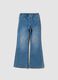 Jeggings denim in cotone elasticizzato a zampa con strass per bambina_0