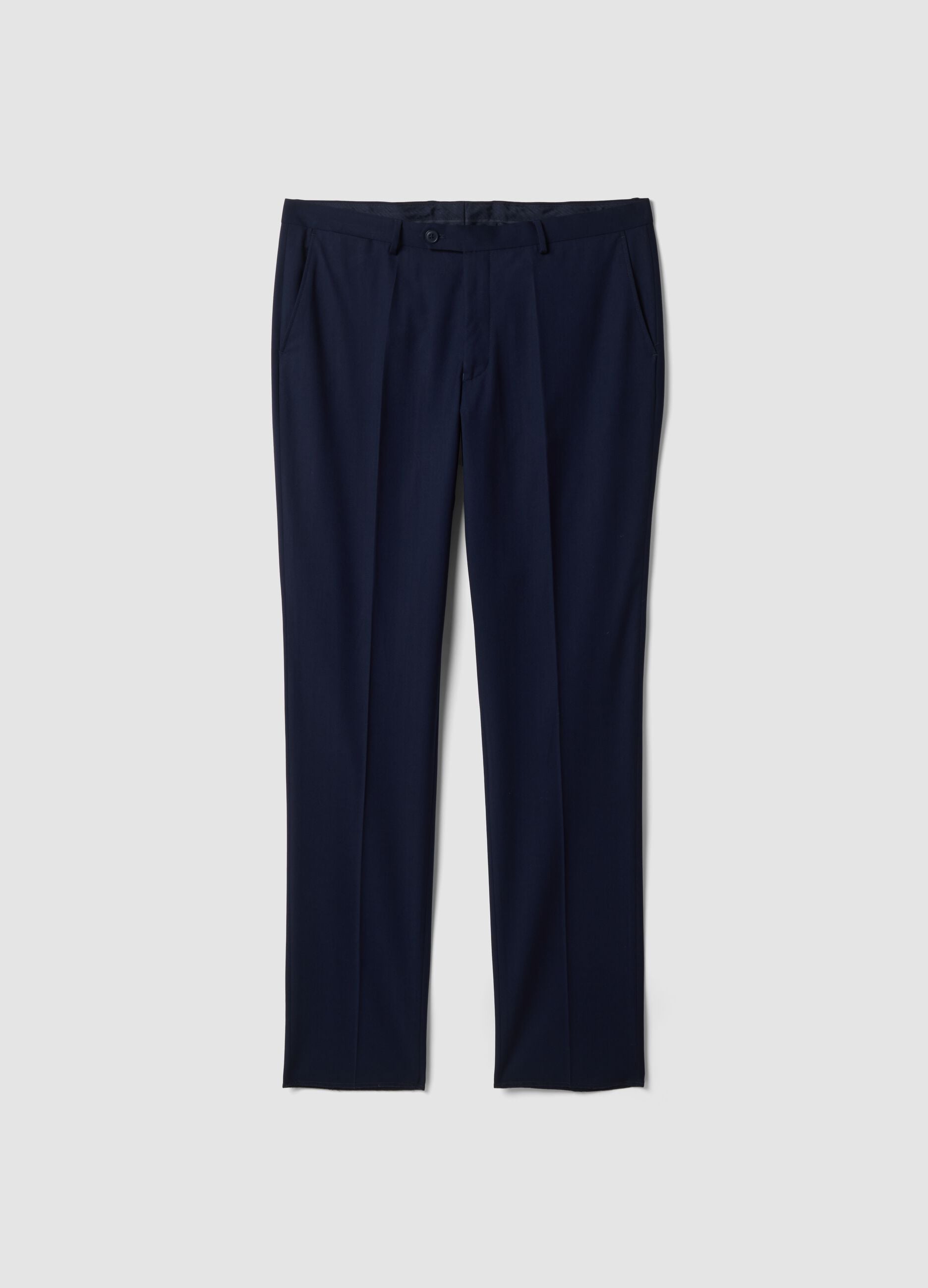 Blue slim-fit stretch viscose trousers