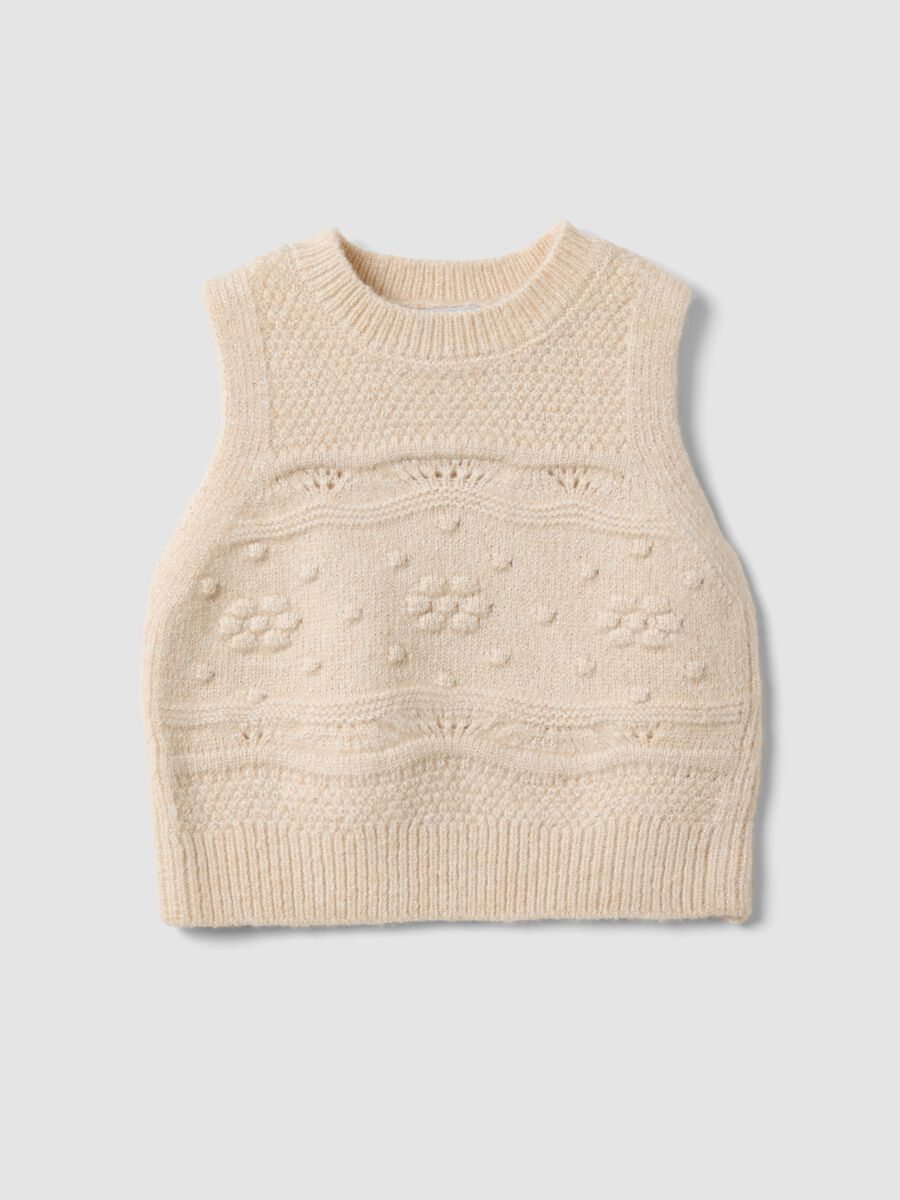 Gilet bianco in maglia con motivo in rilievo per bimba_0