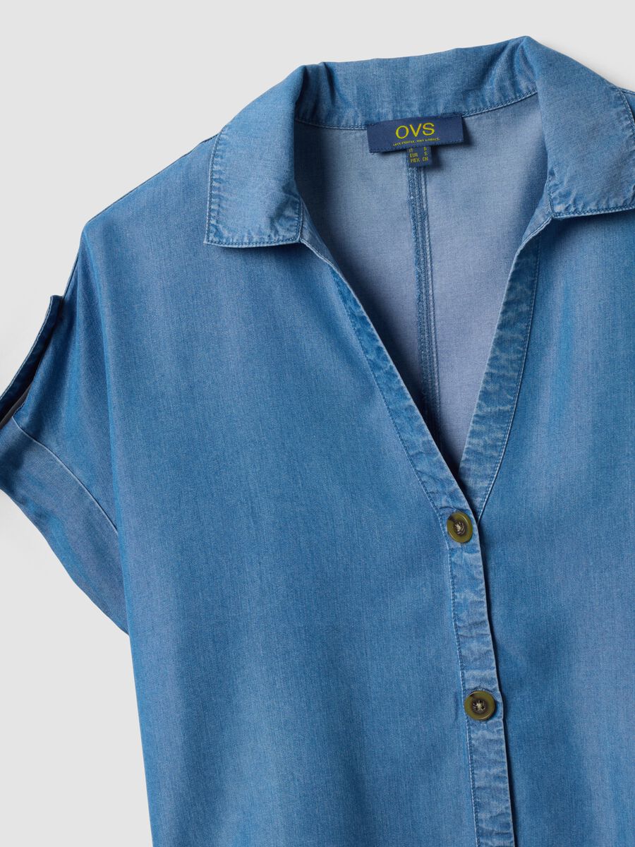 Light blue pure lyocell shirt with patterned collar_6