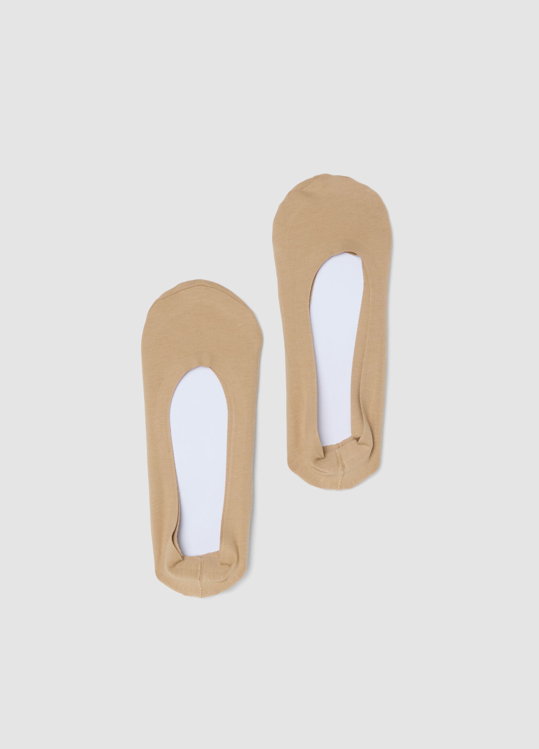 2er-Pack unsichtbare beigefarbene Socken aus Bio-Baumwolle