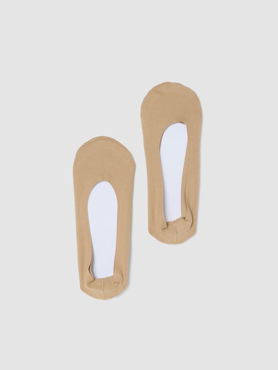 2er-Pack unsichtbare beigefarbene Socken aus Bio-Baumwolle_0