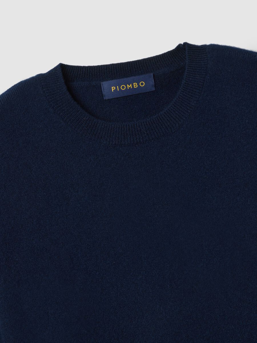 Regular fit blue crewneck pullover in pure cashmere_5