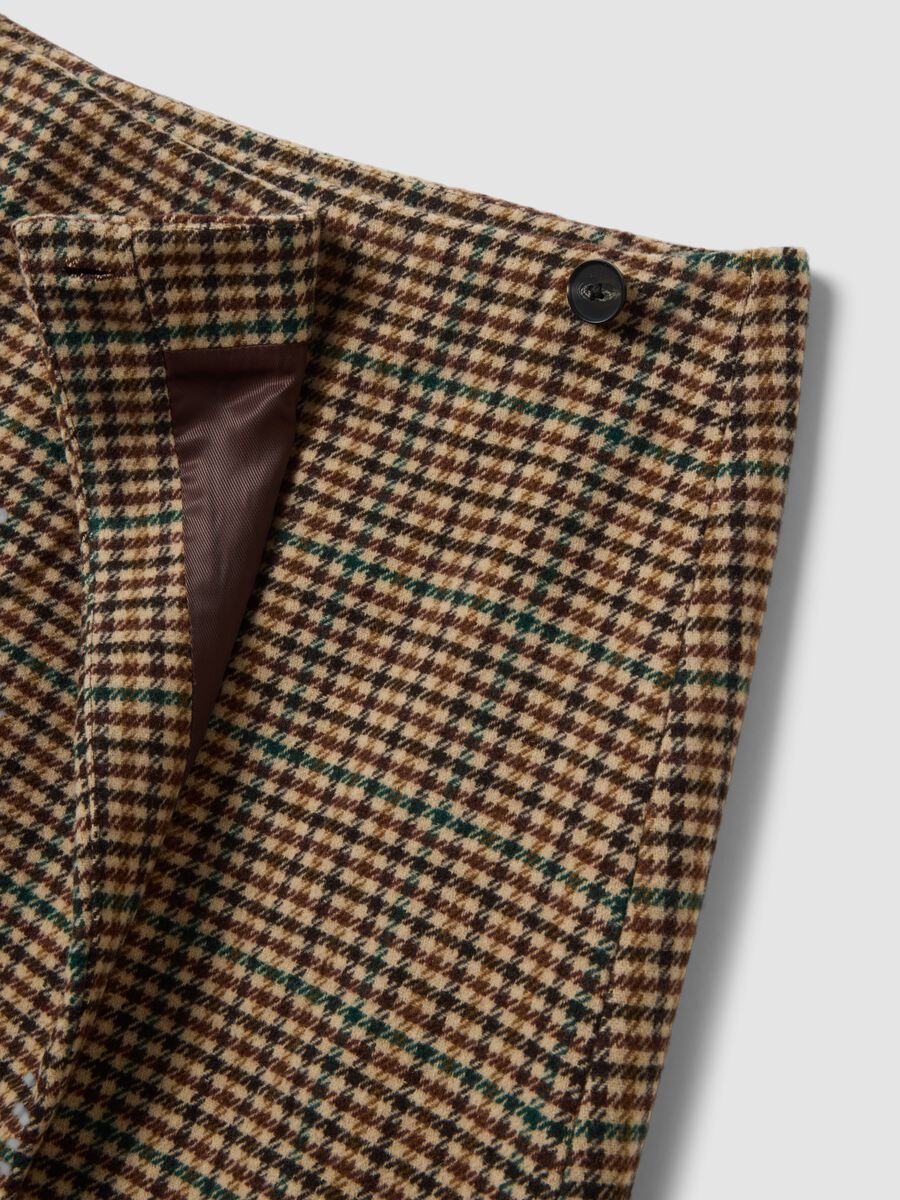 Brown wool-blend check skirt_1