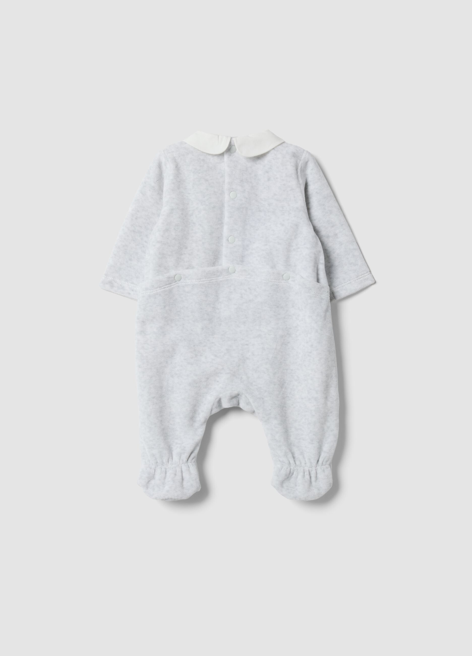 Tutina grigia in misto cotone organico con colletto