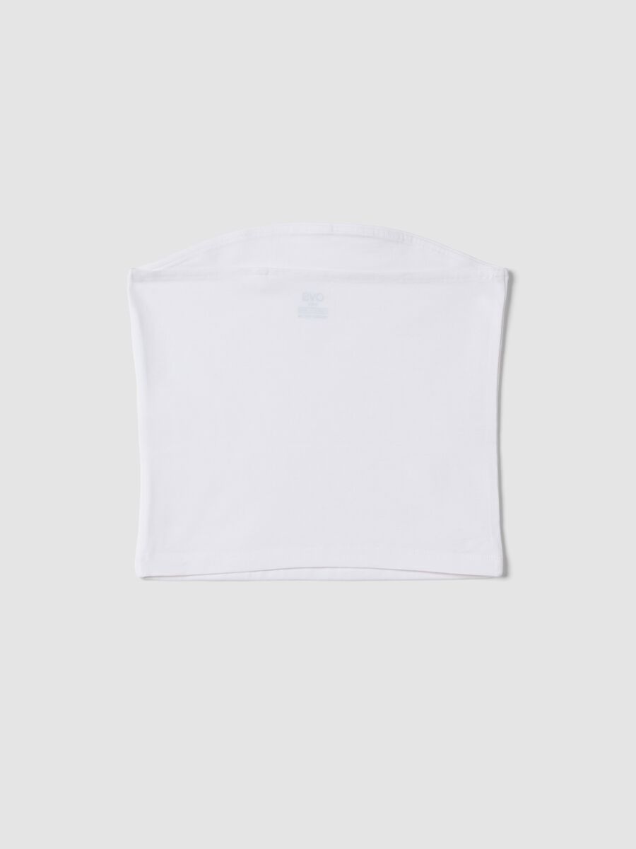 Wei&szlig;es, eng anliegendes Bandeau-Top f&uuml;r M&auml;dchen aus elastischer Baumwolle_4