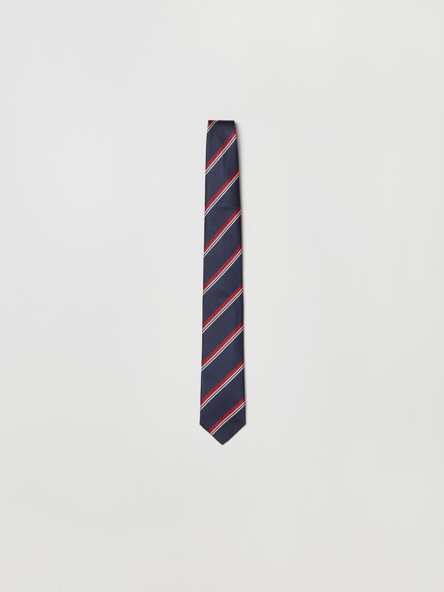 Cravatta in micro fantasia con righe diagonali_0
