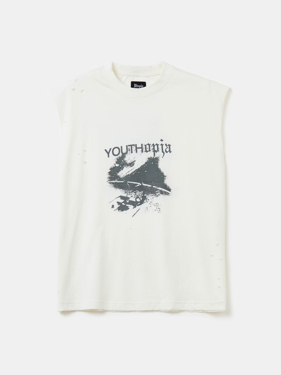 Distressed Graphic Tank Top Vintage White_0