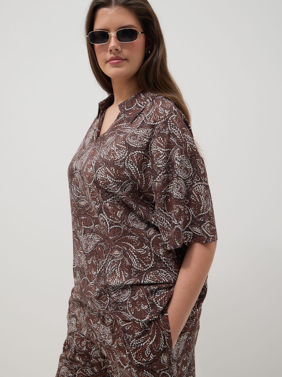 Brown pure viscose shirt with paisley print_2