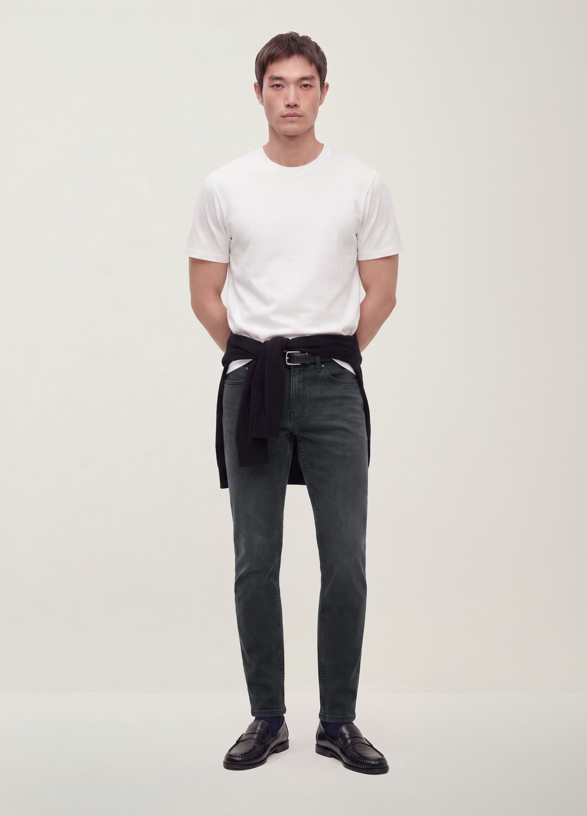 Schwarze Slim-Fit-Jeans aus Stretch-Baumwoll-Denim