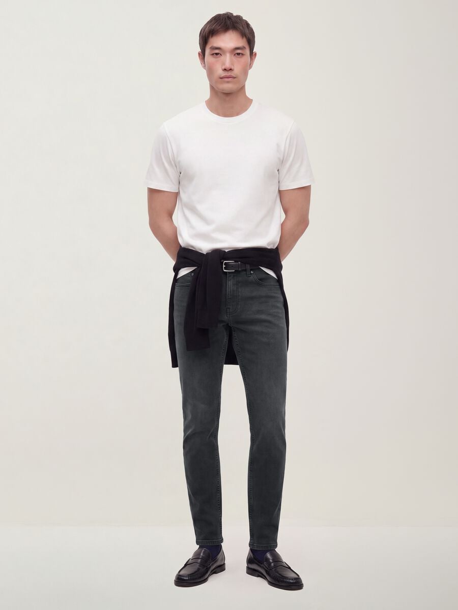 Black slim-fit stretch cotton denim jeans_0
